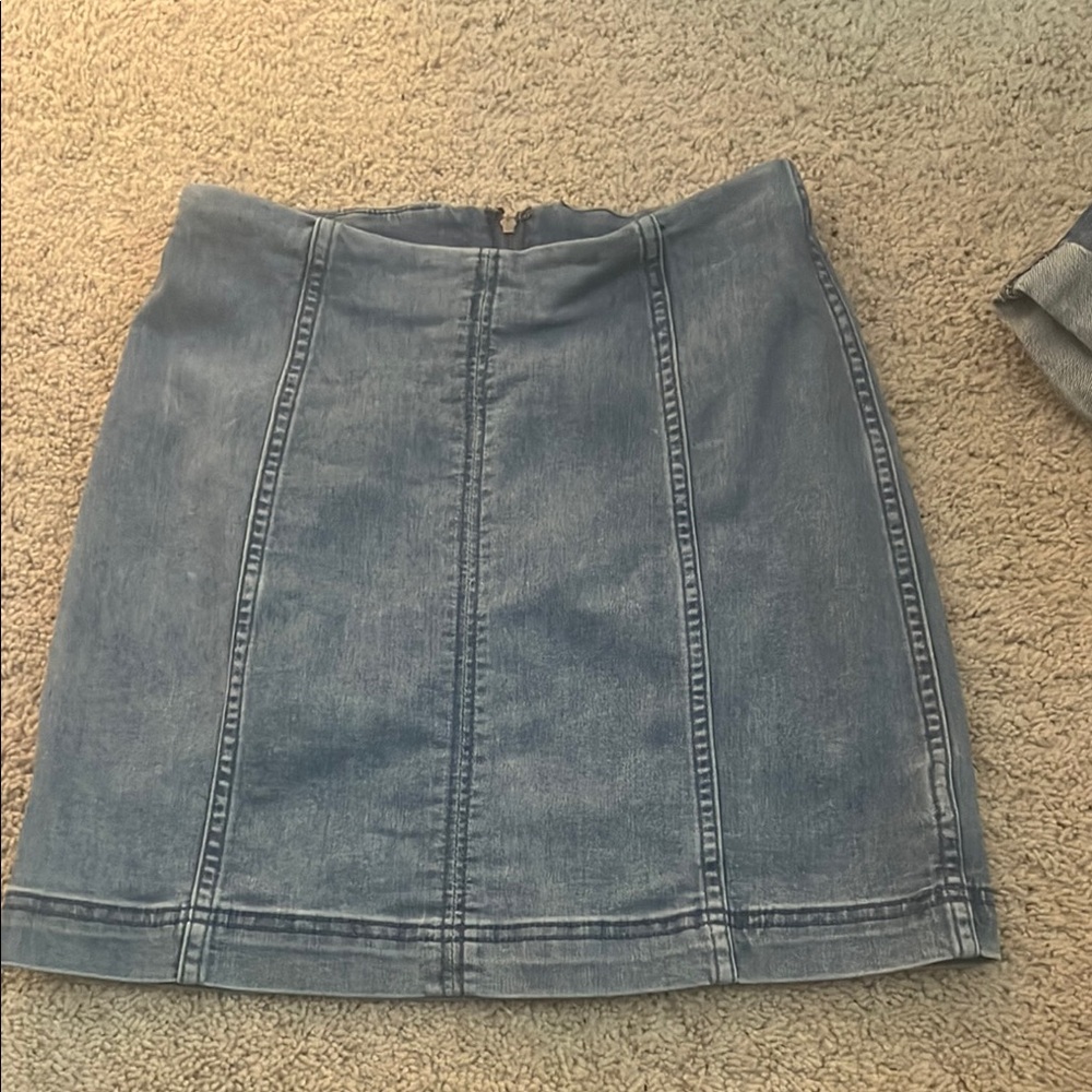 Free People Blue Mini Pencil Skirt Casual